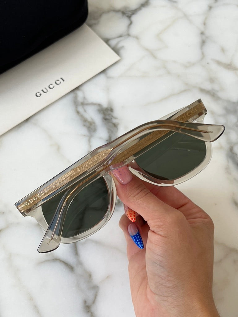 Gucci GG0182S Clear Grey Sunglasses