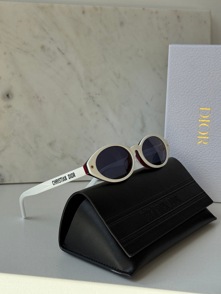 Dior Pacific R1F Oval Sunglasses in White