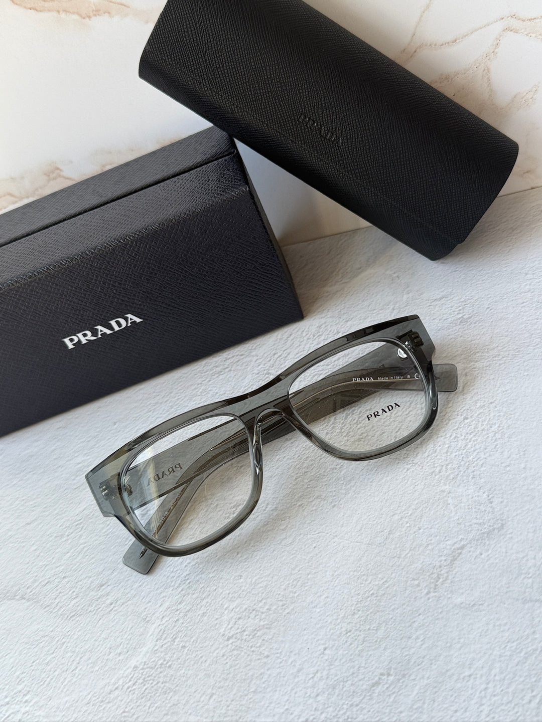Prada PR D08VU Rectangular Eyeglasses Frames in Transparent Green