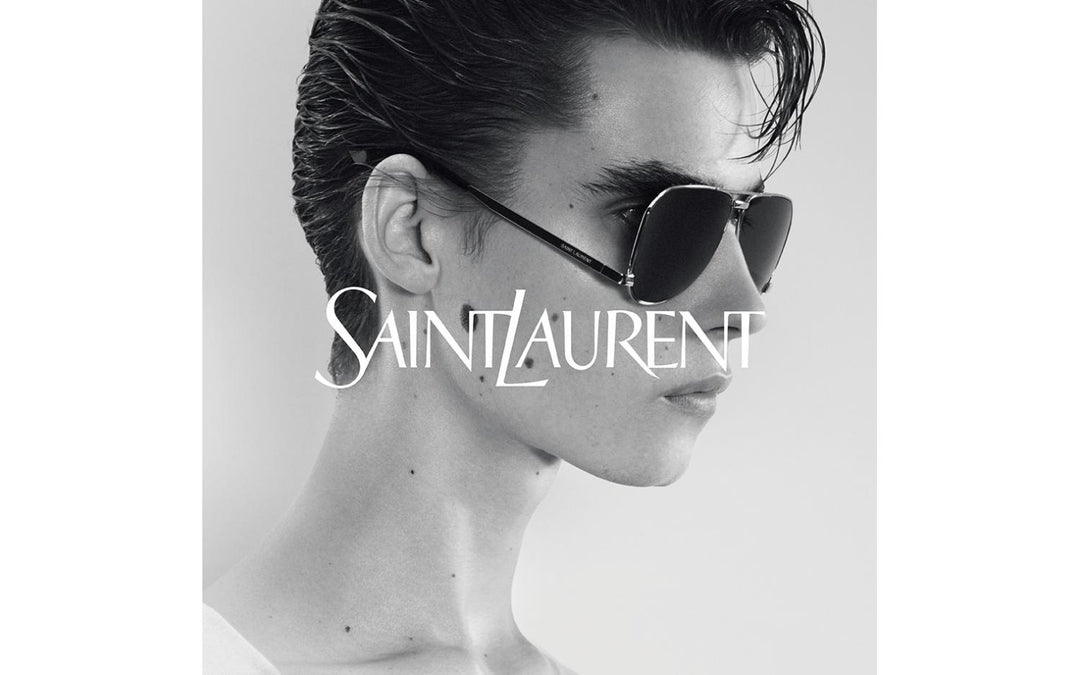Saint Laurent Gafas de sol estilo aviador clásicas en negro con logo metálico 11M