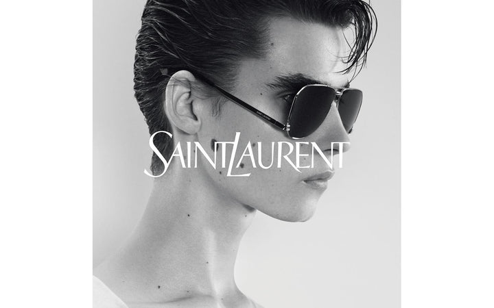 Saint Laurent Gafas de sol estilo aviador clásicas en negro con logo metálico 11M