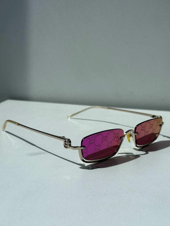 Gucci GG1278S Rimless Sunglasses in Pink Monogram