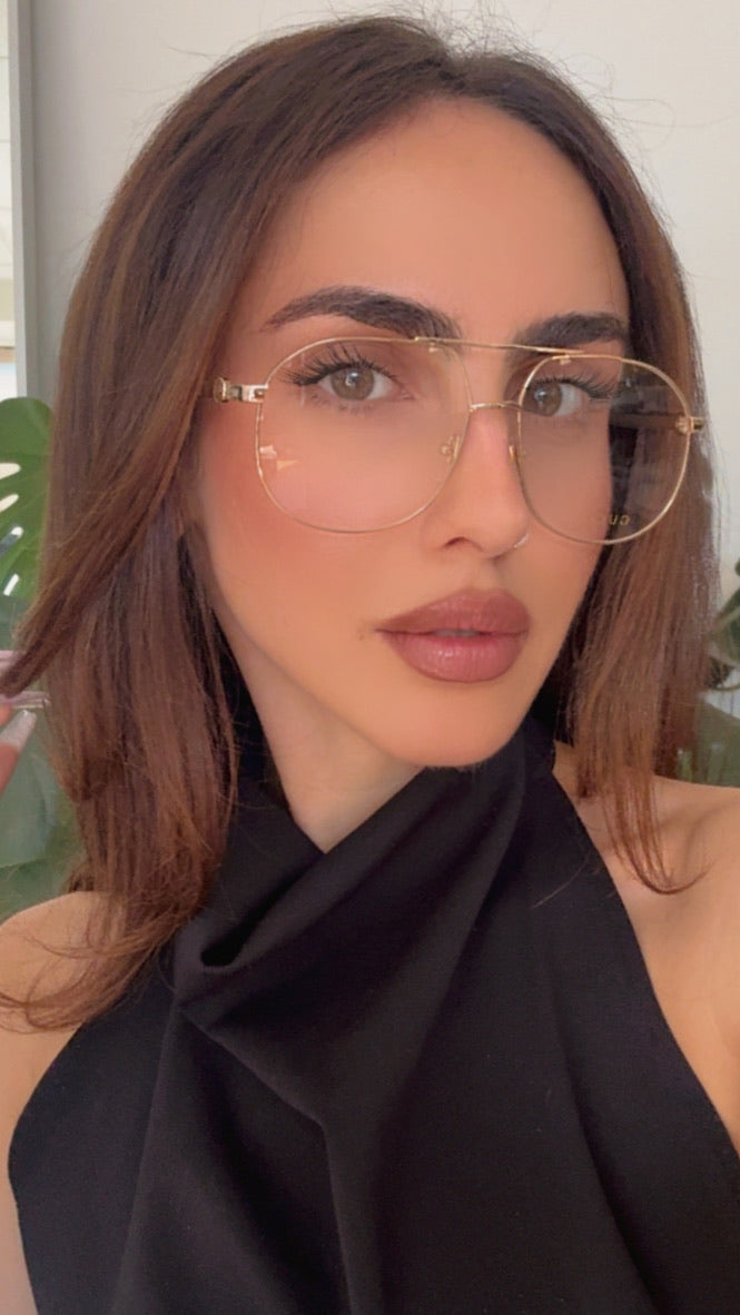 Gucci GG1091O Gold Oversized Aviator Eyeglasses Frames