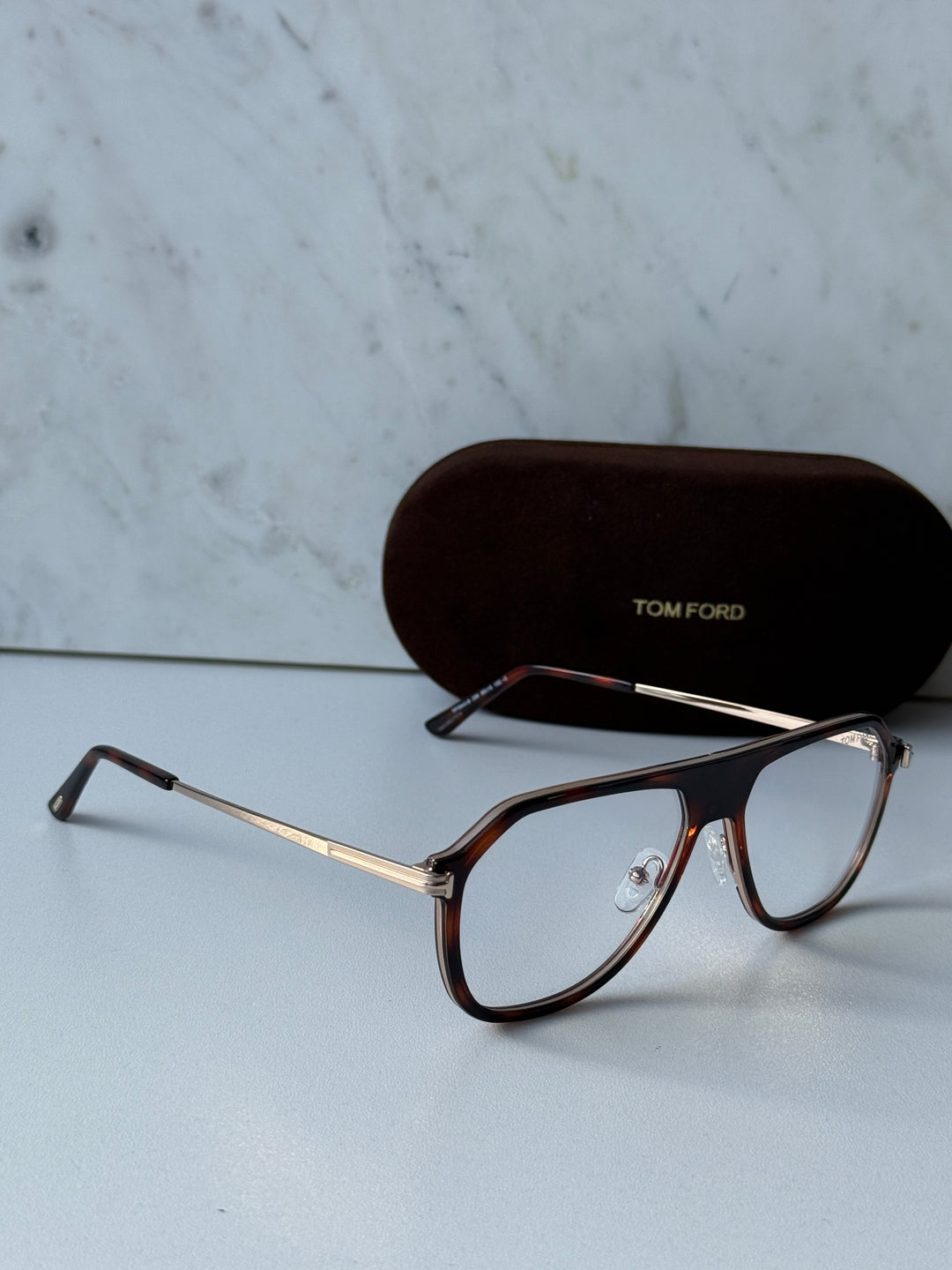 Tom Ford FT5943-B Brown Aviator Bluelight Frames