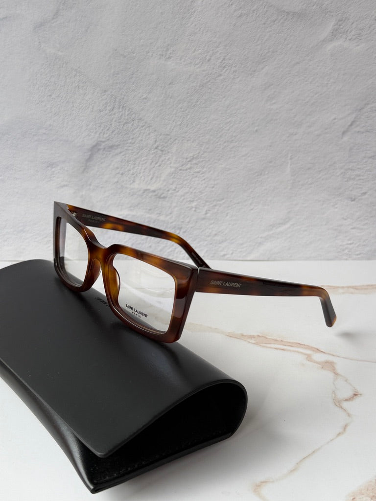 Saint Laurent SL554 Eyeglasses Frames in Havana Brown