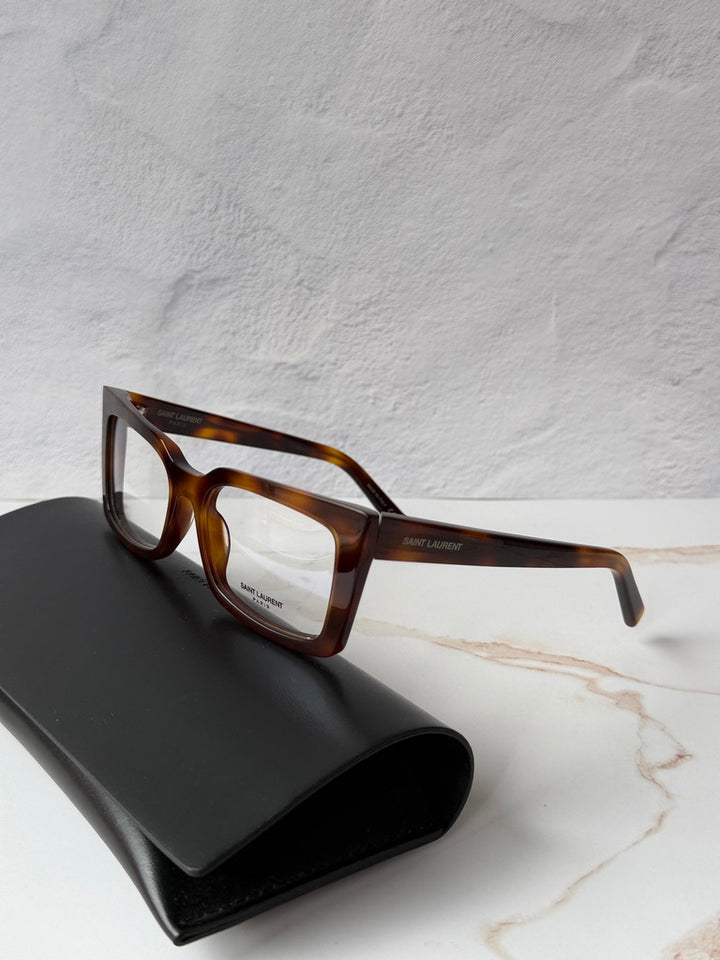 Saint Laurent SL554 Eyeglasses Frames in Havana Brown