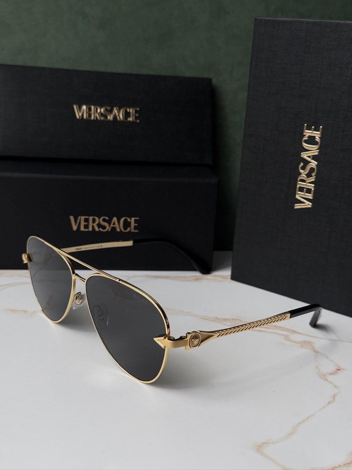Versace VE2283 Aviator Sunglasses in Gold Grey