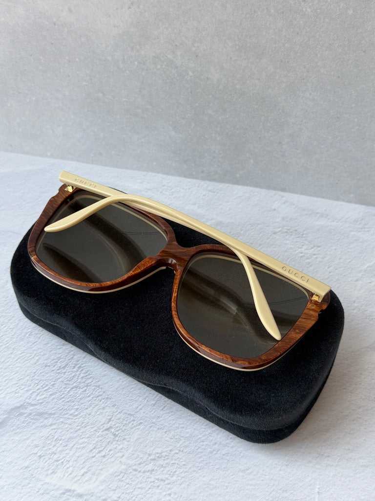 Gucci GG0709S Ivory Butterfly Oversized Sunglasses