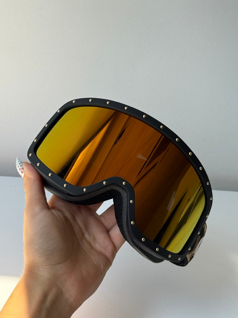 Celine CL40196U Black Gold Studded Mirror Ski Mask