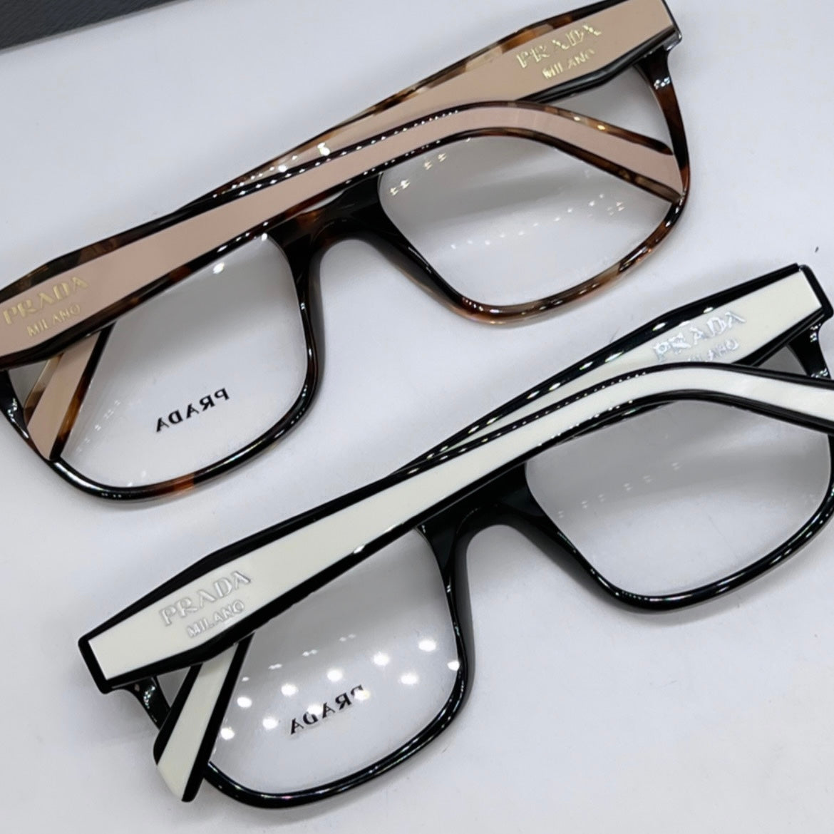 Prada PR17ZV Rectangular Frames in Tortoise Powder | Designer Daydream