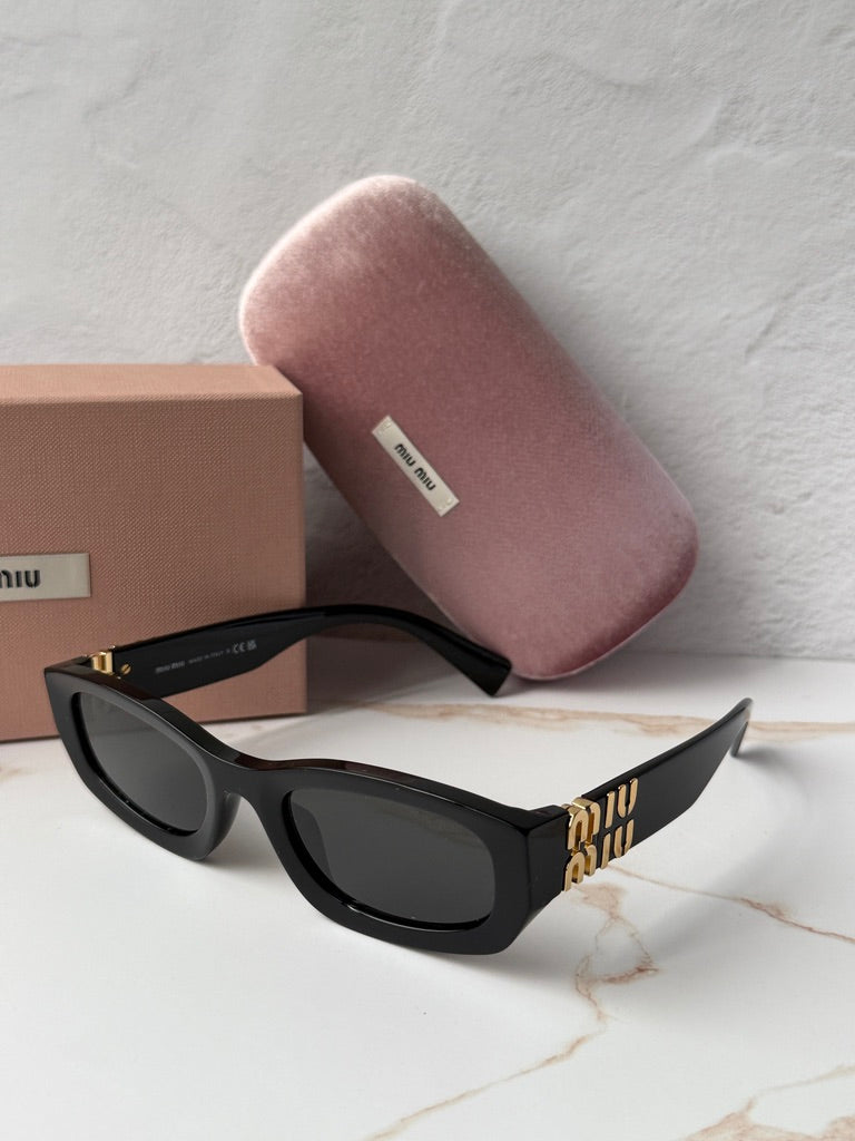 Miu Miu MU B04S Black Rectangular Sunglasses
