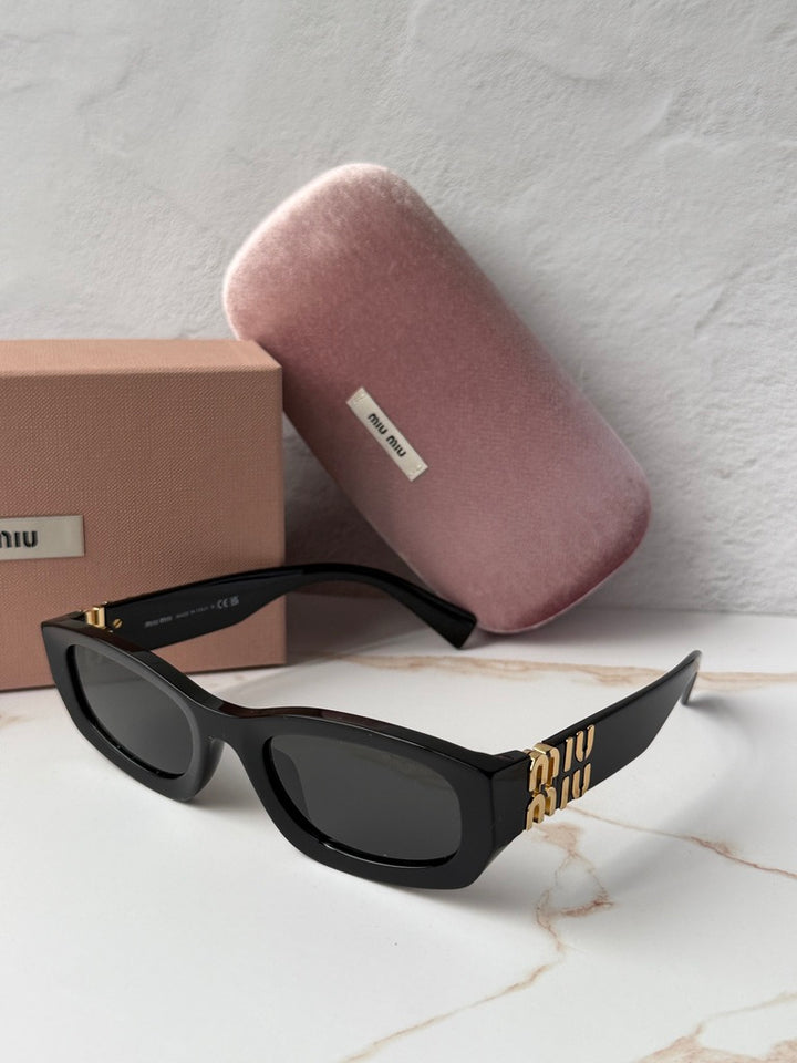 Miu Miu MU B04S Black Rectangular Sunglasses