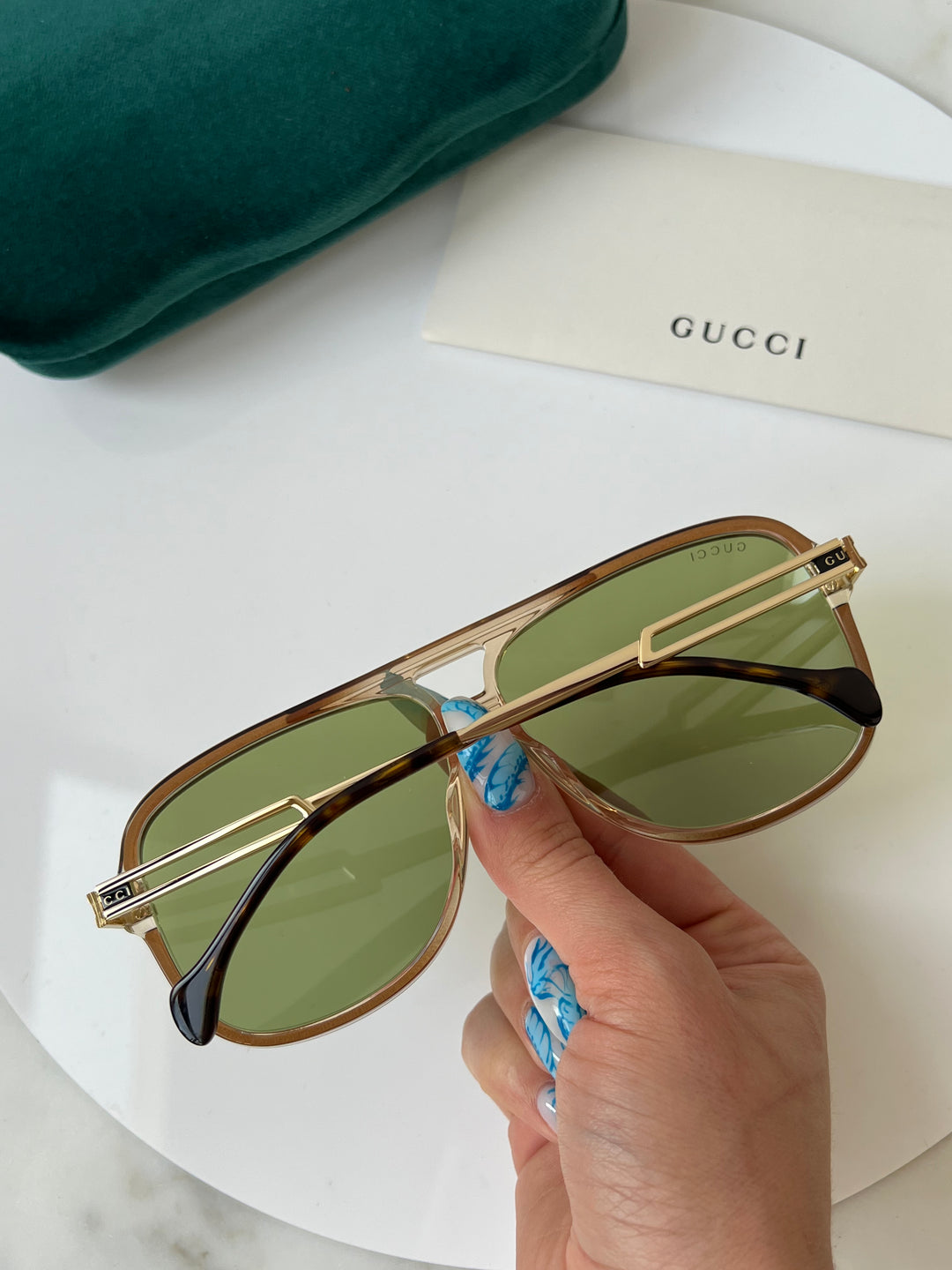 Gucci GG1105S Brown Squared Aviator Sunglasses