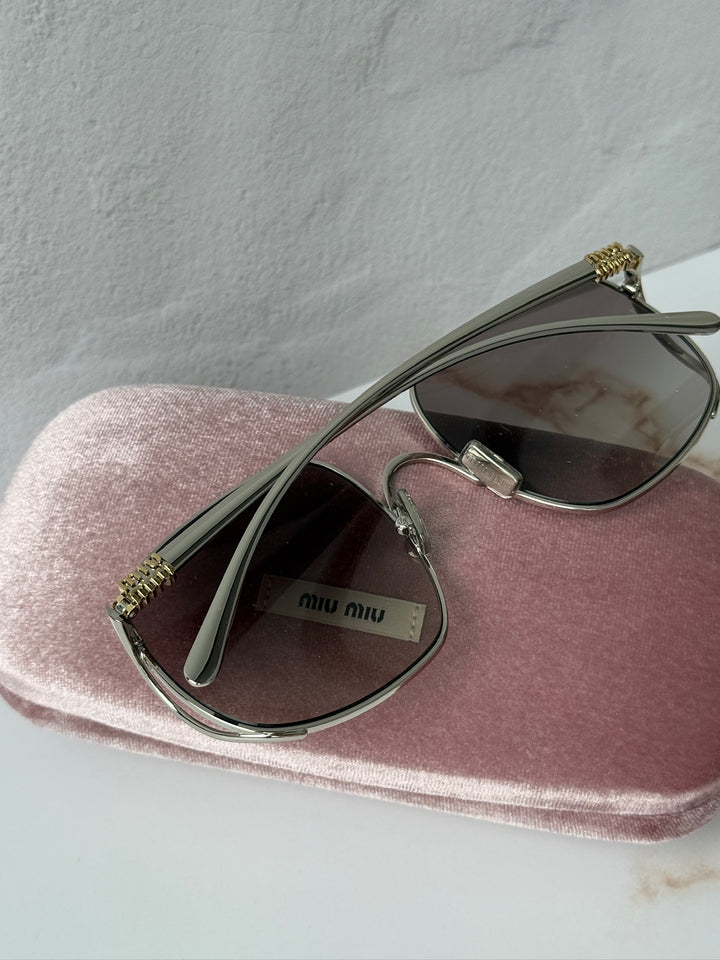 Miu Miu MU A57S Silver Oversized Round Sunglasses