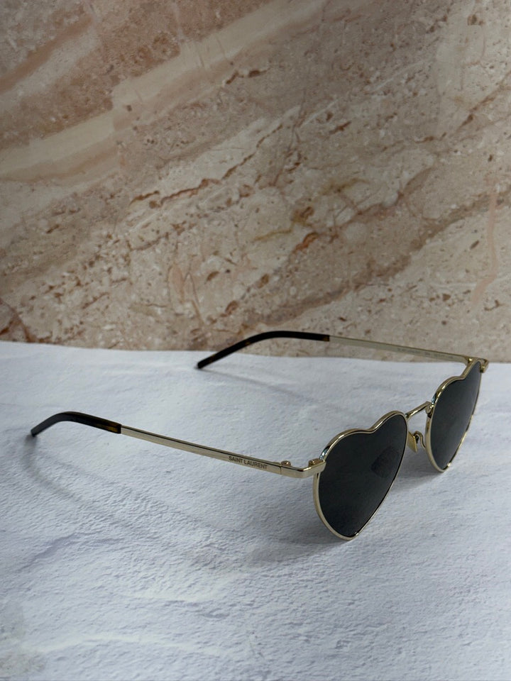 Saint Laurent SL301 LouLou Heart Sunglasses in Gold