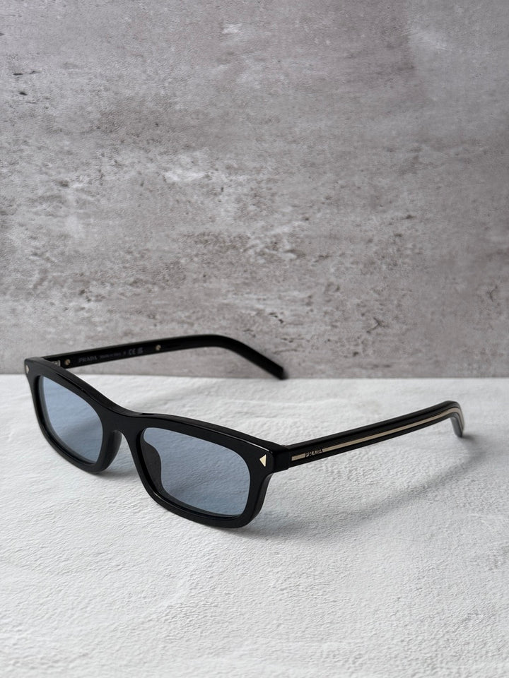 Prada PR D05S Rectangular Sunglasses in Black Blue