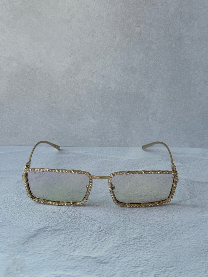 Gucci GG1568S Chain Sunglasses in Gold Crystal
