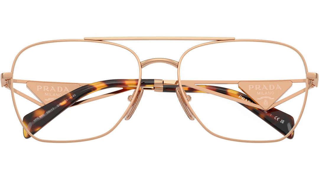 Prada PR B50V Pilot Eyeglasses Frames in Rose Gold