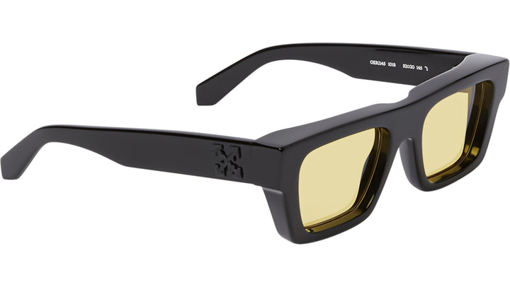 Off White Oregon black rectangular sunglasses with yellow tinted lenses
