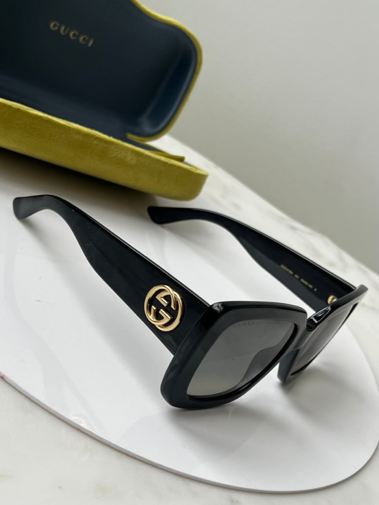 Gucci GG0141SN Square Black Logo Sunglasses | Designer Daydream