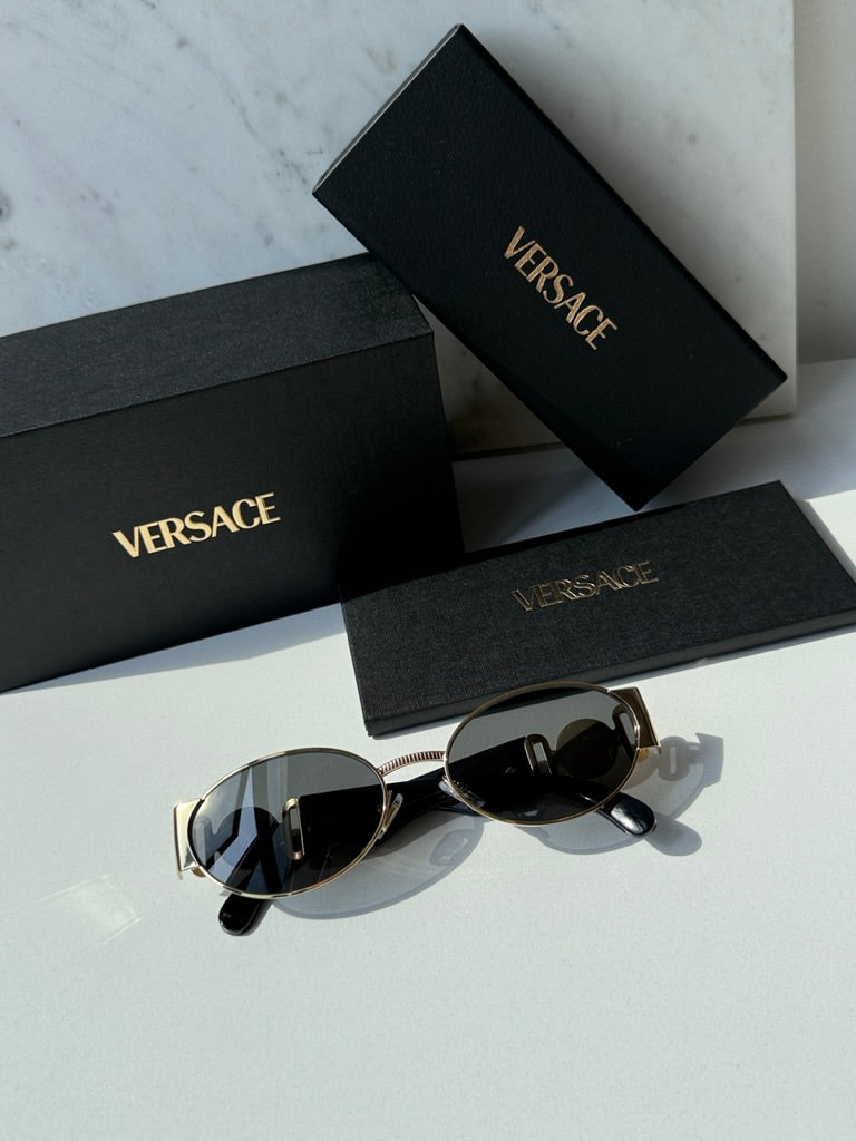 Versace VE2299 Oval Medusa Sunglasses in Gold Grey