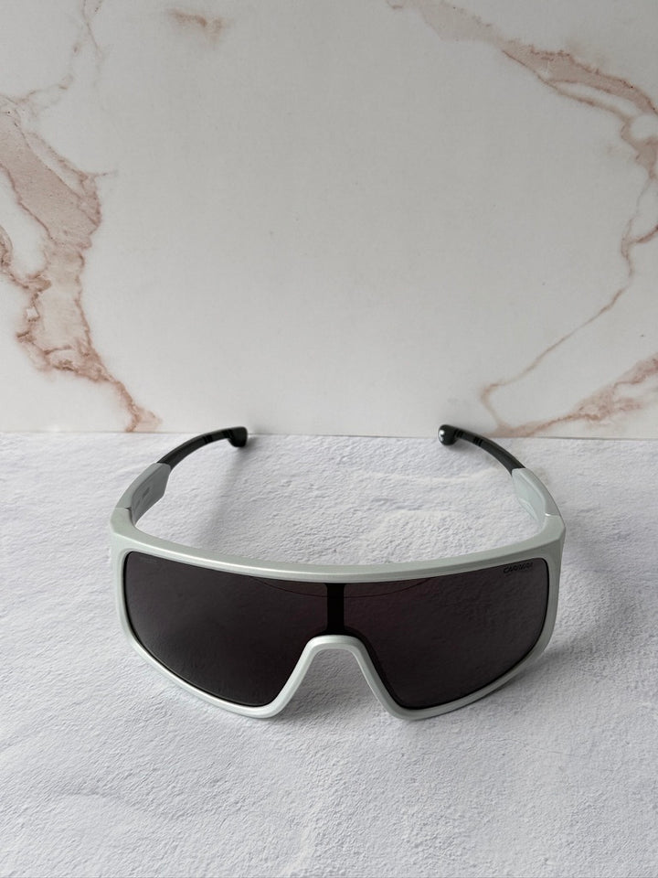 Ducatti 017/S mask sunglasses on white frame with oversized dark lenses