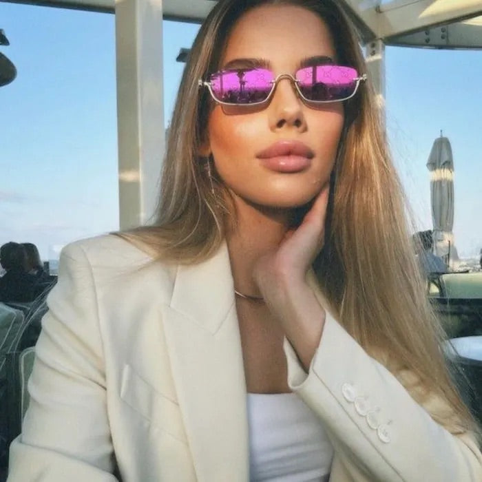 Gucci GG1278S Rimless Sunglasses in Pink Monogram – Designer Daydream