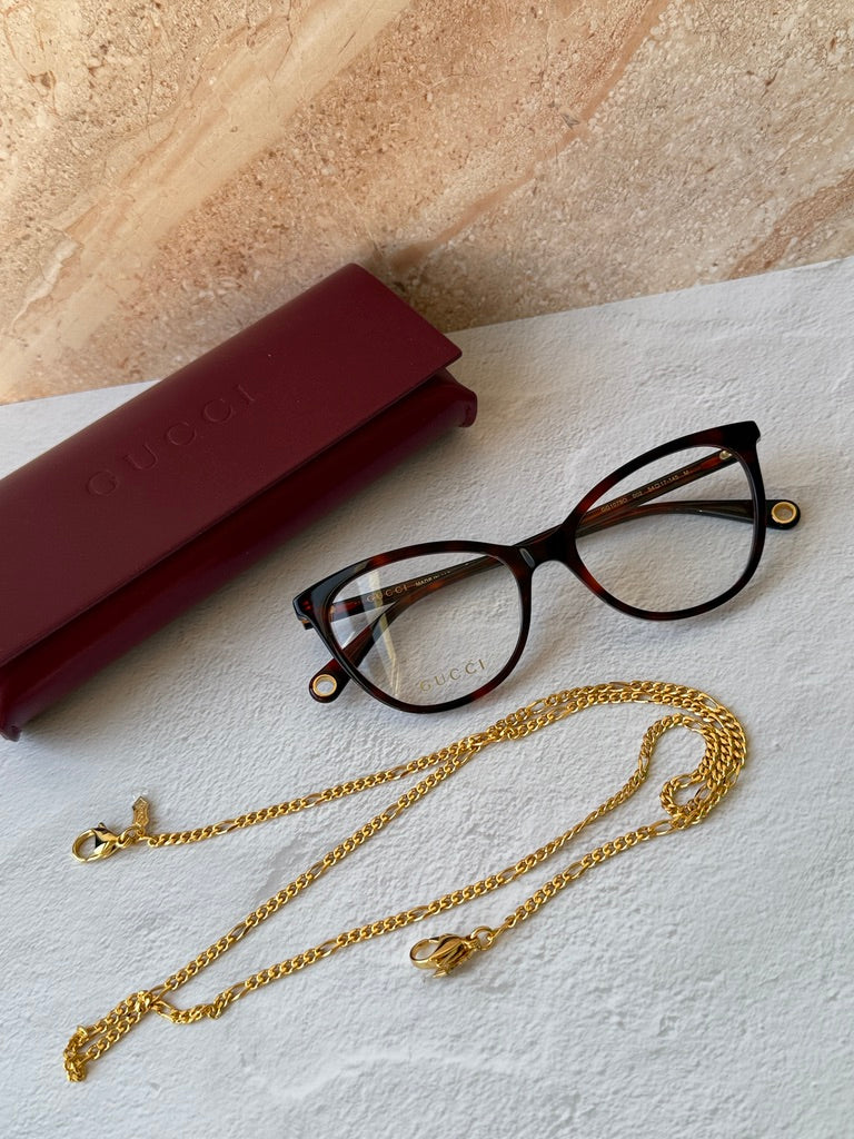 Gucci GG1079O Cat Eye Frames in Brown Chain