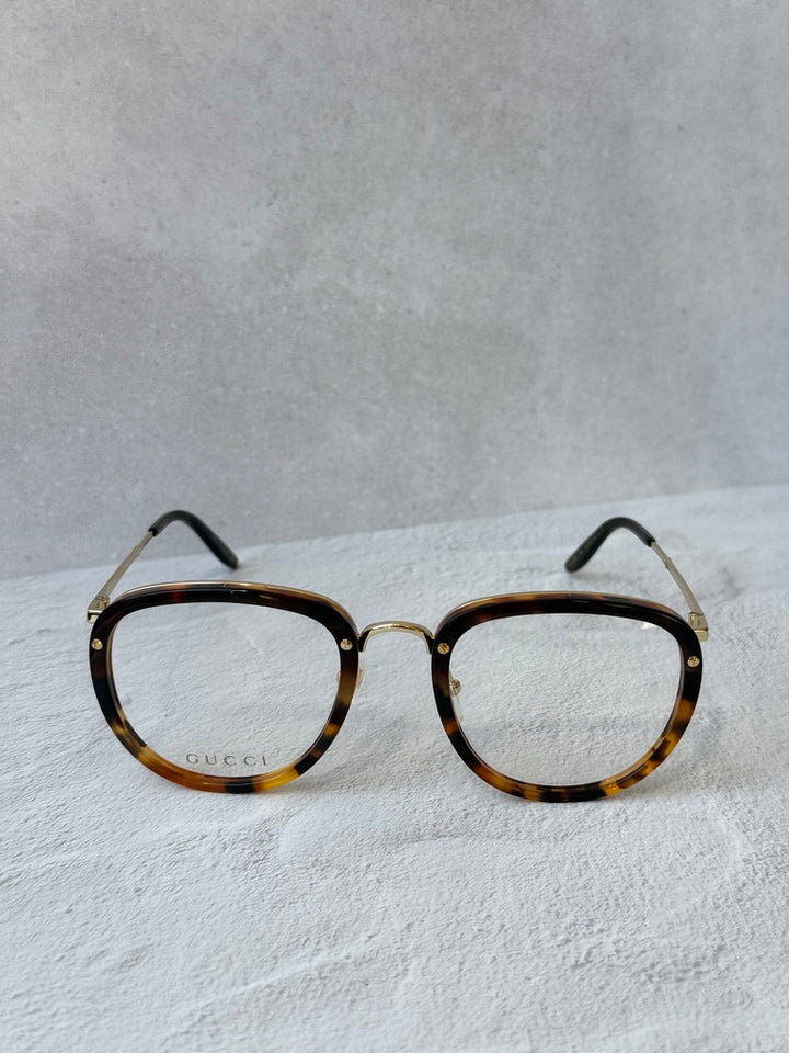 Gucci GG0675O Round Metal Eyeglasses Frames in Havana Brown