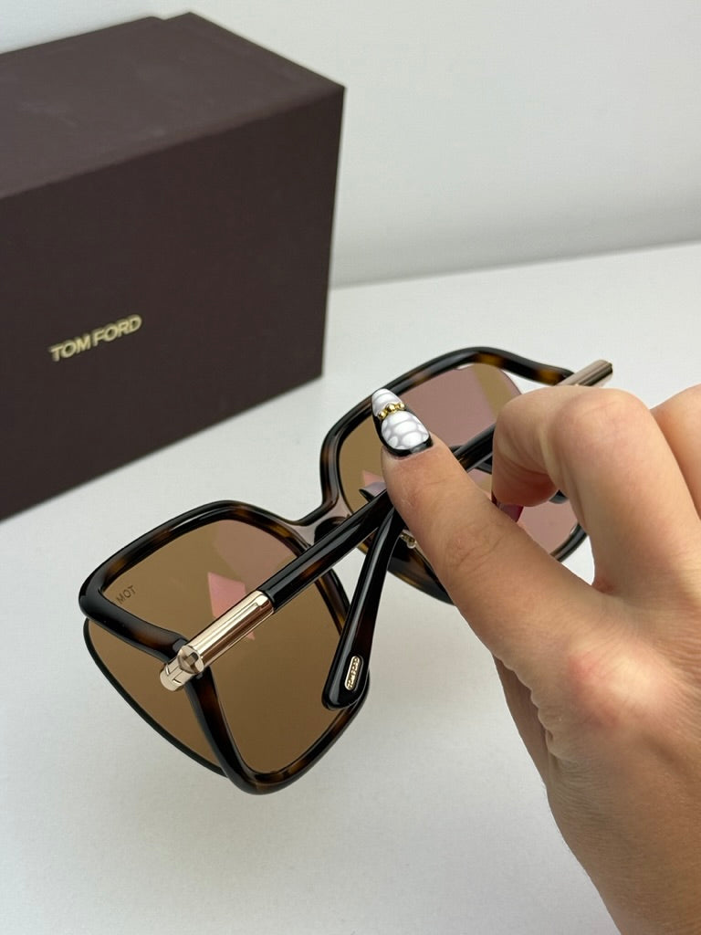 Tom Ford Solange FT1089 Havana Brown Oversized Sunglasses