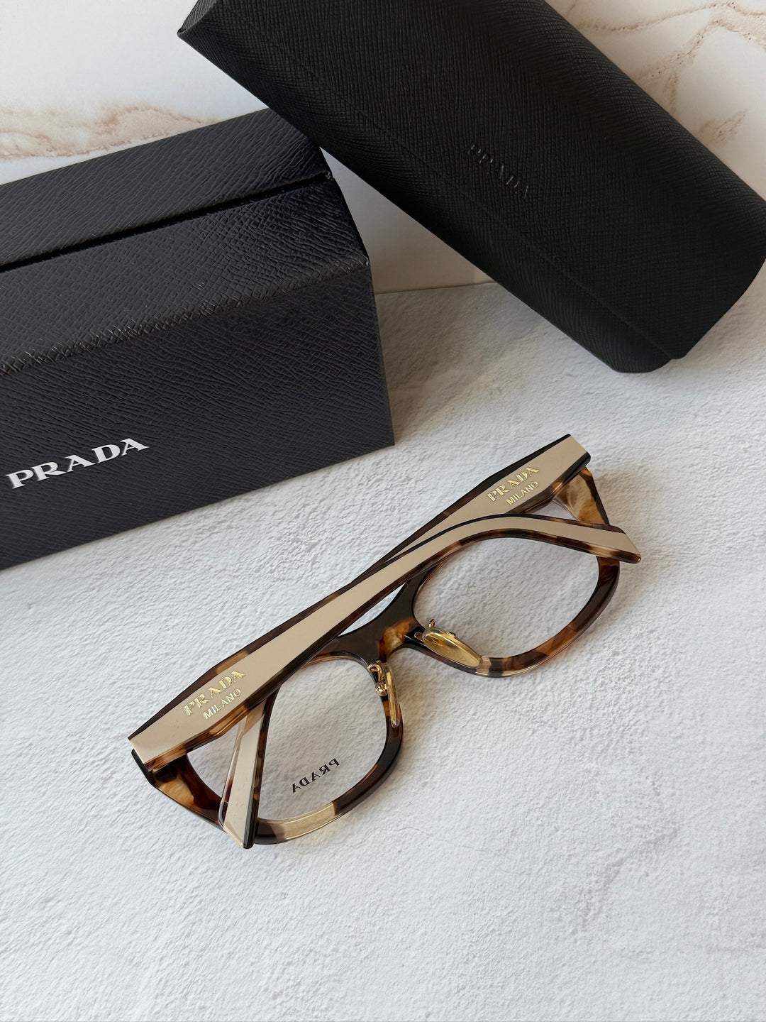 Prada PR D11VD Cat Eye Eyeglasses Frames in Havana Powder