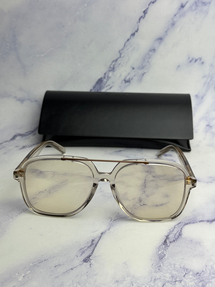 Saint Laurent SL545 Aviator Sunglasses in Transparent Beige