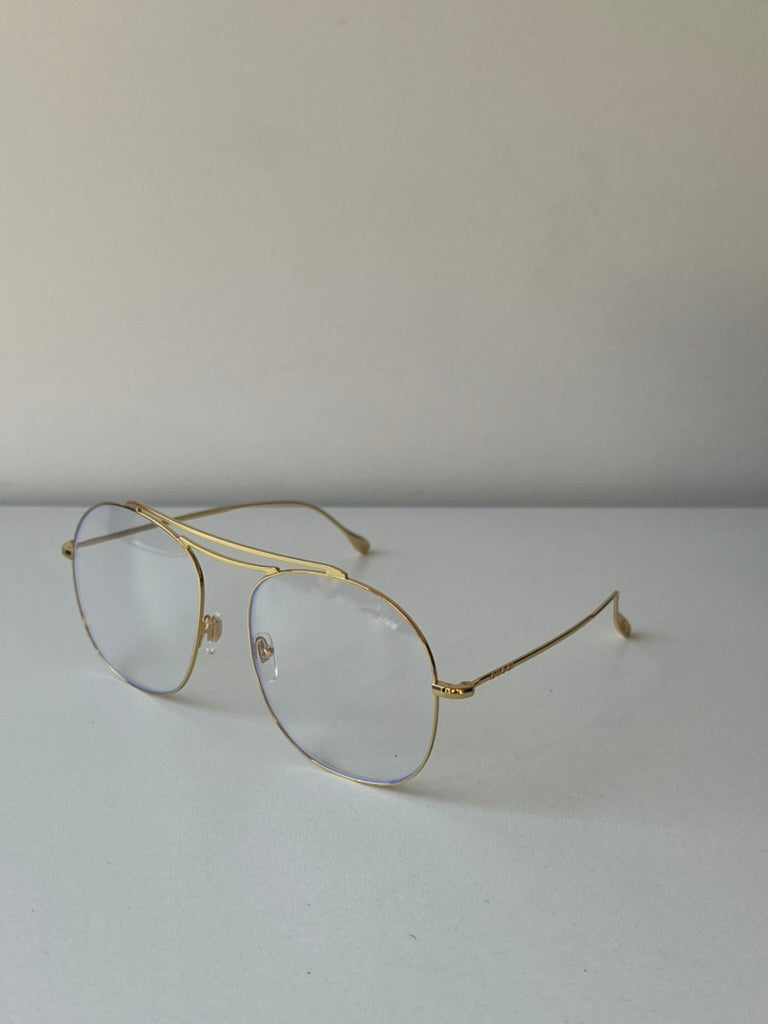 Gucci GG1479S Gold Bluelight Metal Aviator Sunglasses