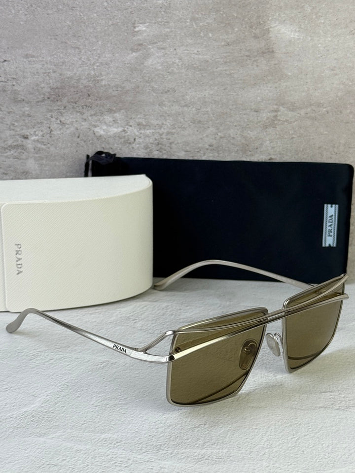 Prada PR C55S Square Sunglasses in Silver