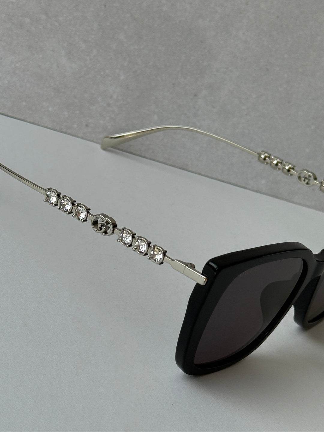 Gucci GG1971SA Squared Cat Eye Crystal Sunglasses in Black