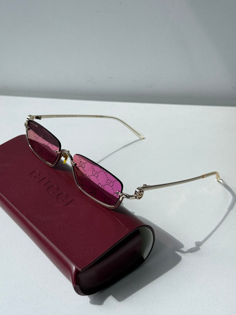 Gucci GG1278S Rimless Sunglasses in Pink Monogram