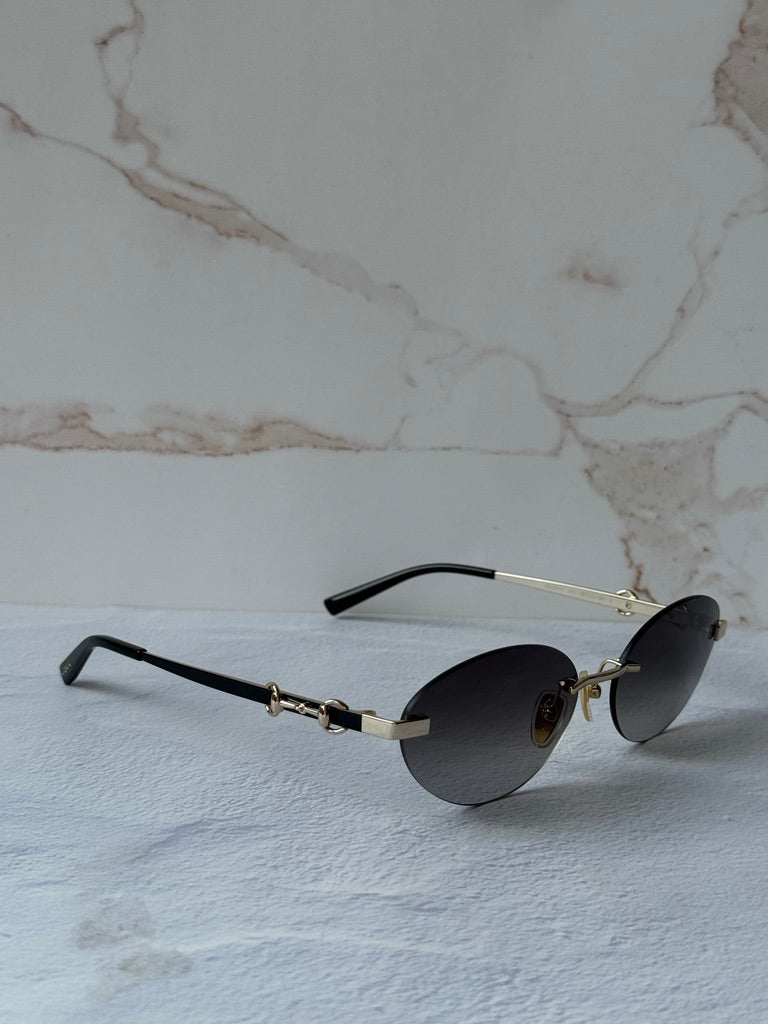Gucci GG2051S Gold Grey Horsebit Oval Sunglasses