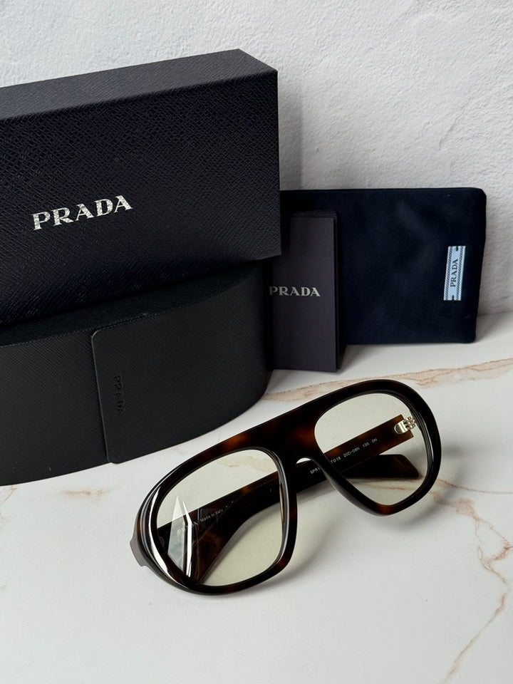 Prada PR C05S Aviator Sunglasses in Havana Bluelight