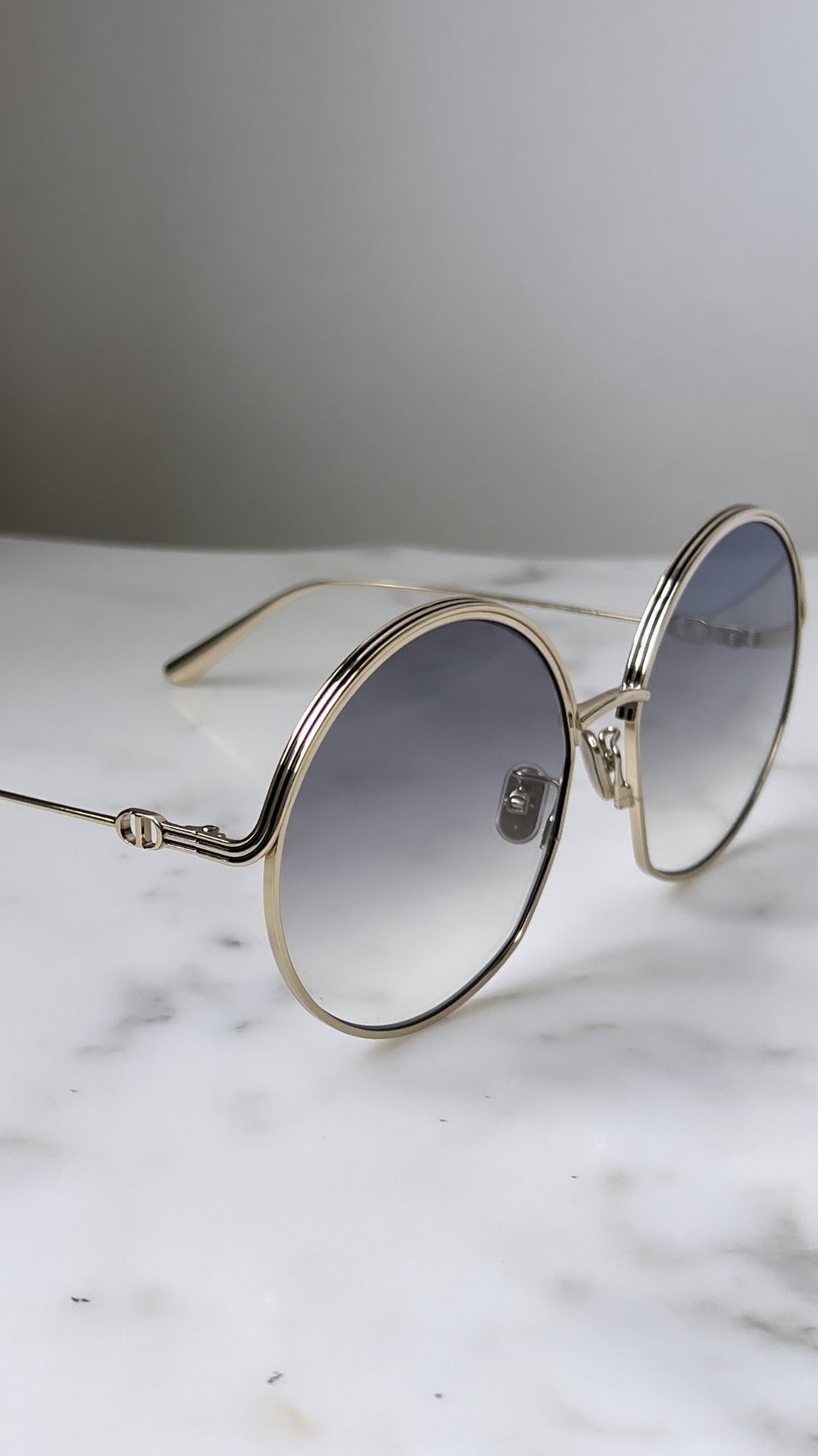 Dior EverDior R1U Round Sunglasses in Gold Blue