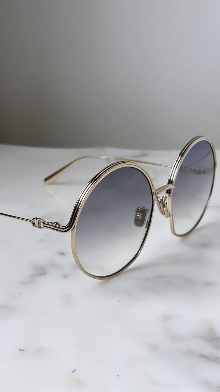 Dior EverDior R1U Round Sunglasses in Gold Blue