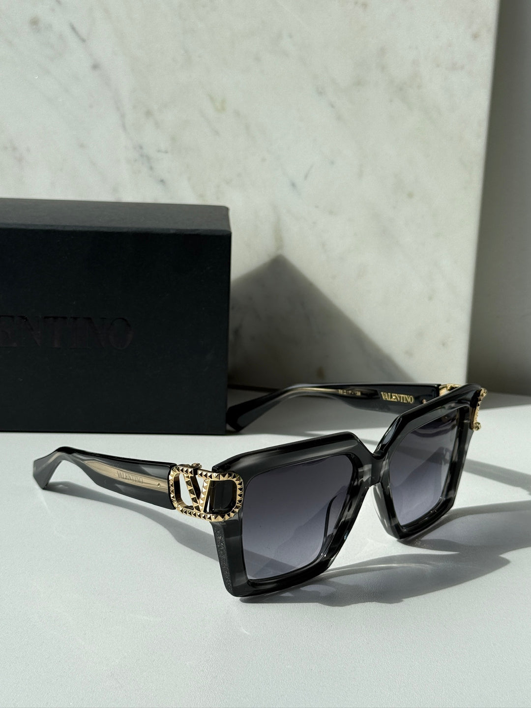 Valentino V-Uno VLS107-A Black Swirl Square Sunglasses