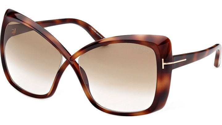 Oversized cat-eye sunglasses with Havana brown frame and light-tinted lenses