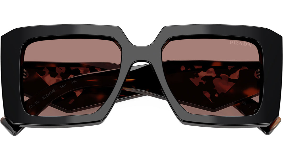Prada PR23YS square sunglasses, dark frame with reflective brown-tinted lenses