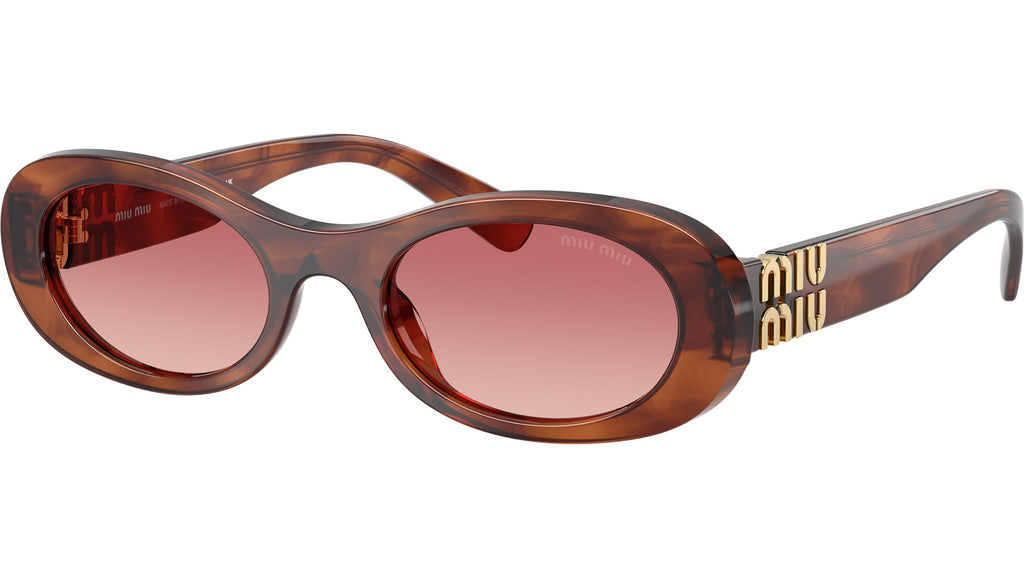 Miu Miu MU06ZS Tobacco Brown Red Oval Sunglasses | Designer Daydream