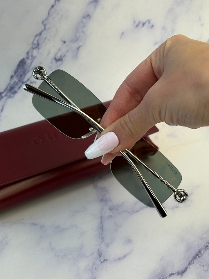 Gucci GG1703S Rimless Sunglasses in Silver Mirror