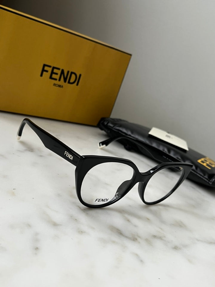 Fendi FE50003I Black Rounded Cat Eye Frames