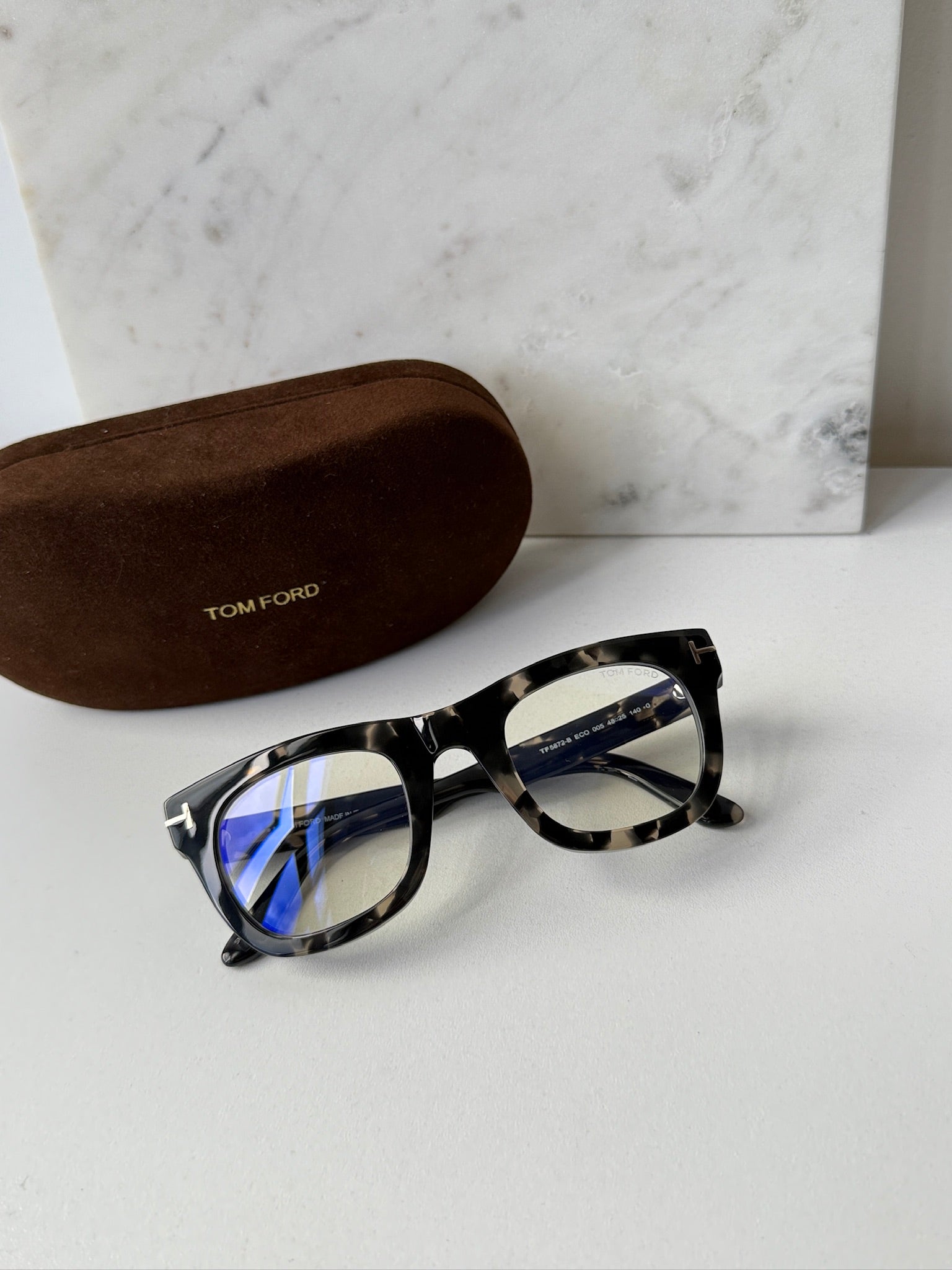 Tom Ford FT5872-B Black Havana Bluelight Frames – Designer Daydream