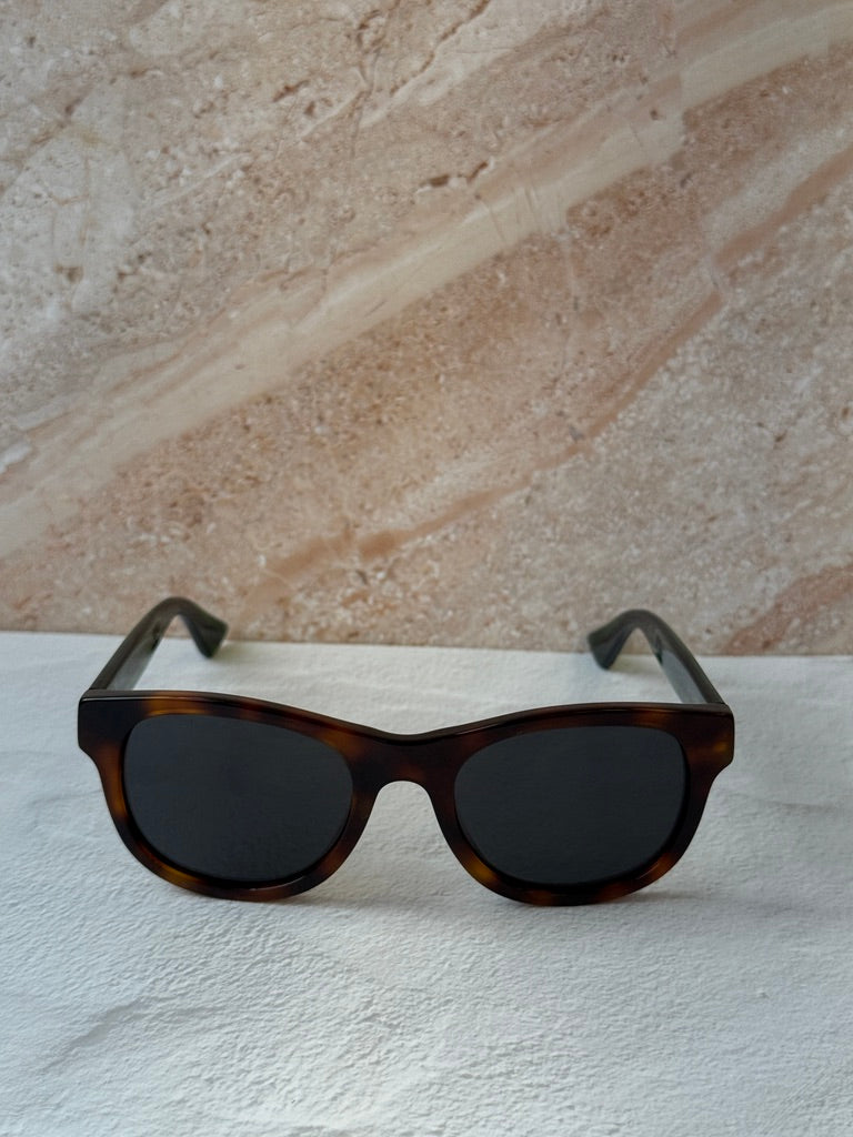 Gucci GG0003S Brown Striped Leg Sunglasses