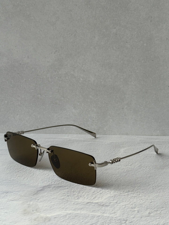 Gucci GG1941S Rimless Sunglasses in Silver Brown