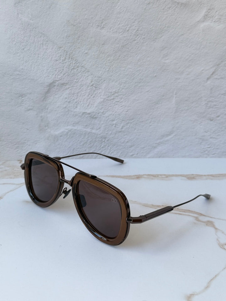 Valentino V-Lstory Nude Brown Aviator Sunglasses